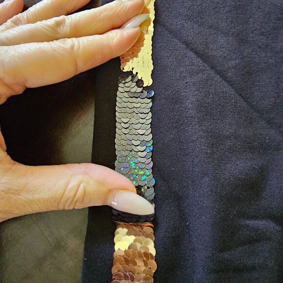 Nwt Children's  Place Girls Sequined Striped black Leggings sz 7/8 - Picture 8 of 10